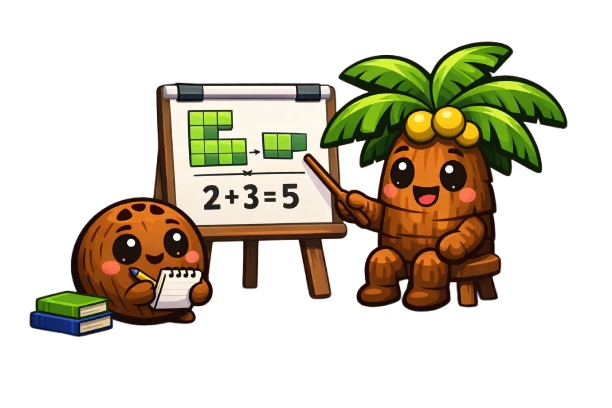 Coconut mascot getting one-on-one tutoring